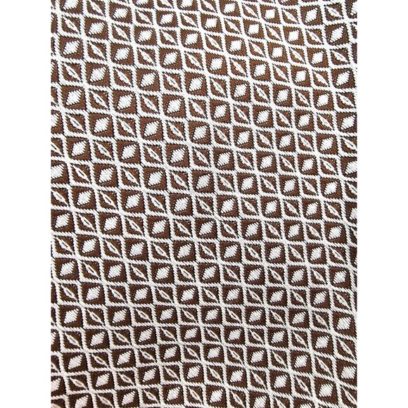 Vintage Lovemans Brown & White Geometric Pattern Necktie Polyester Red Lining - Picture 4 of 7